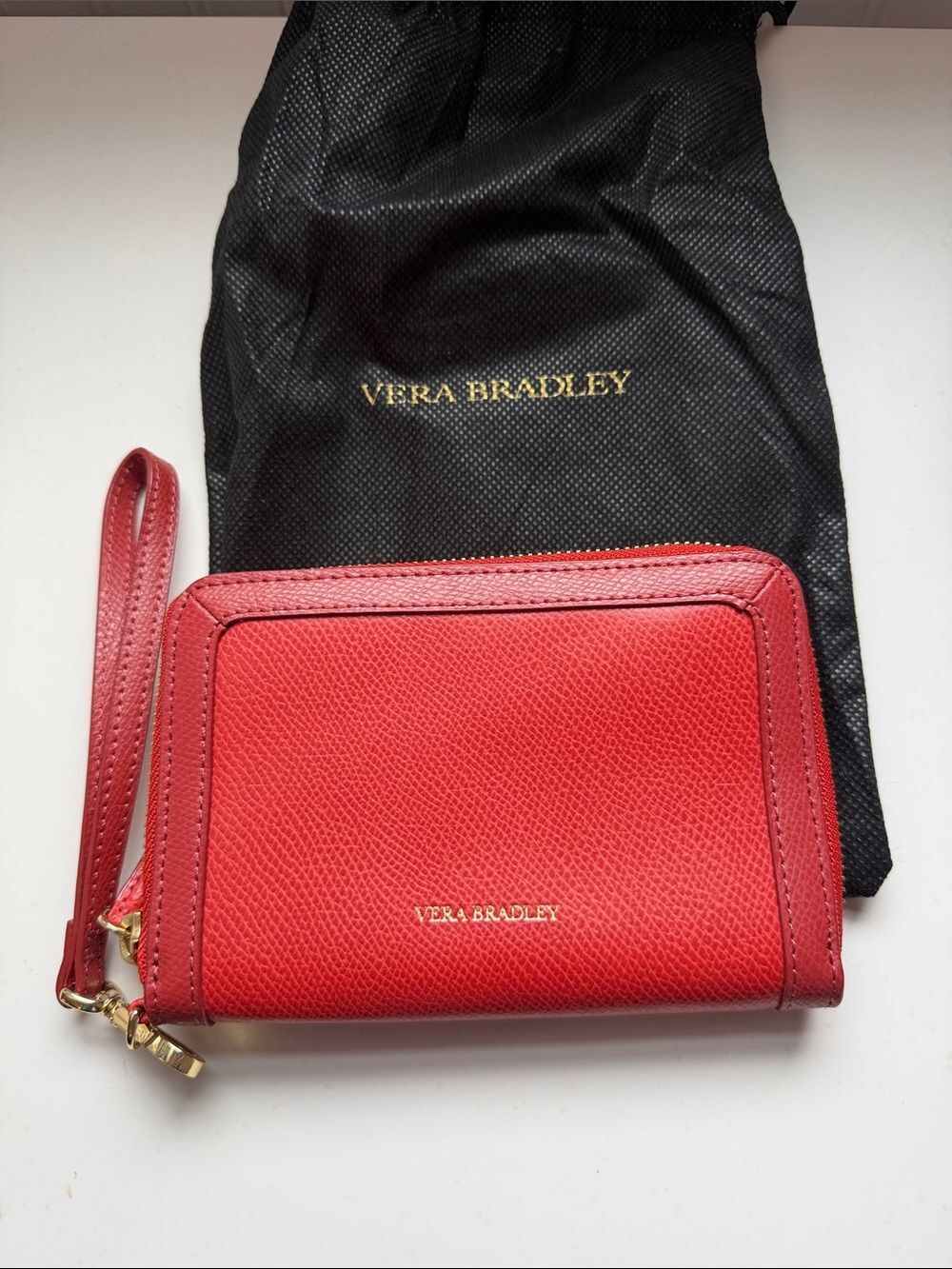 Vera Bradley Burnt Orange Leather Grab and Go Wristlet with Dustbag - Picture 1 of 11